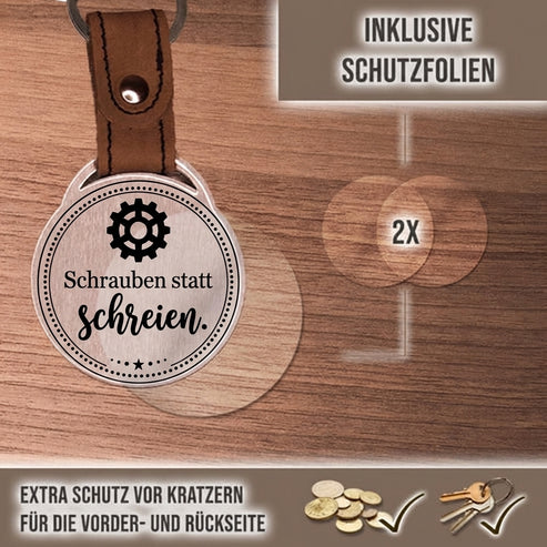 Personalisierter Foto-Schlüsselanhänger "Schrauben statt schreien." Craftbrothers