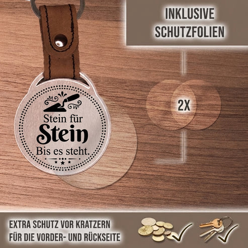 Personalisierter Foto-Schlüsselanhänger "Stein für Stein. Bis es steht." Craftbrothers