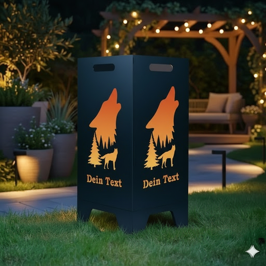 Feuertonne Wolf aus edlem Stahl
