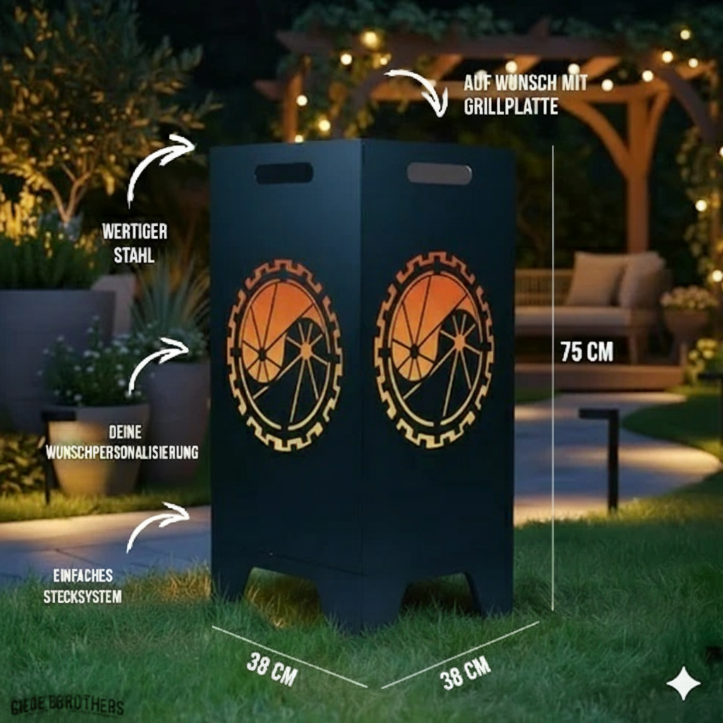 Feuertonne Yin und Yang aus edlem Stahl