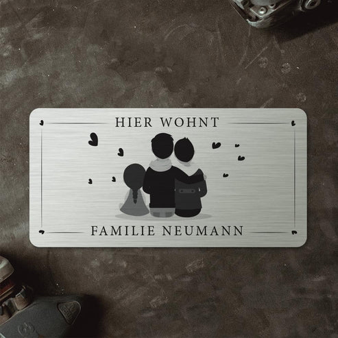 Türschild "We are family" - Zwei Männer mit Tochter (personalisierbar) Türschilder MTM 