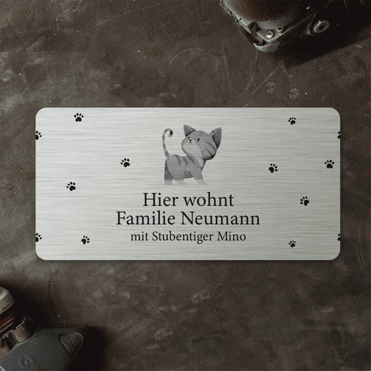 Türschild "Familie mit Katze" - Bei diesem Türschild wird auch Euer Stubentiger bedacht. Türschilder MTM 