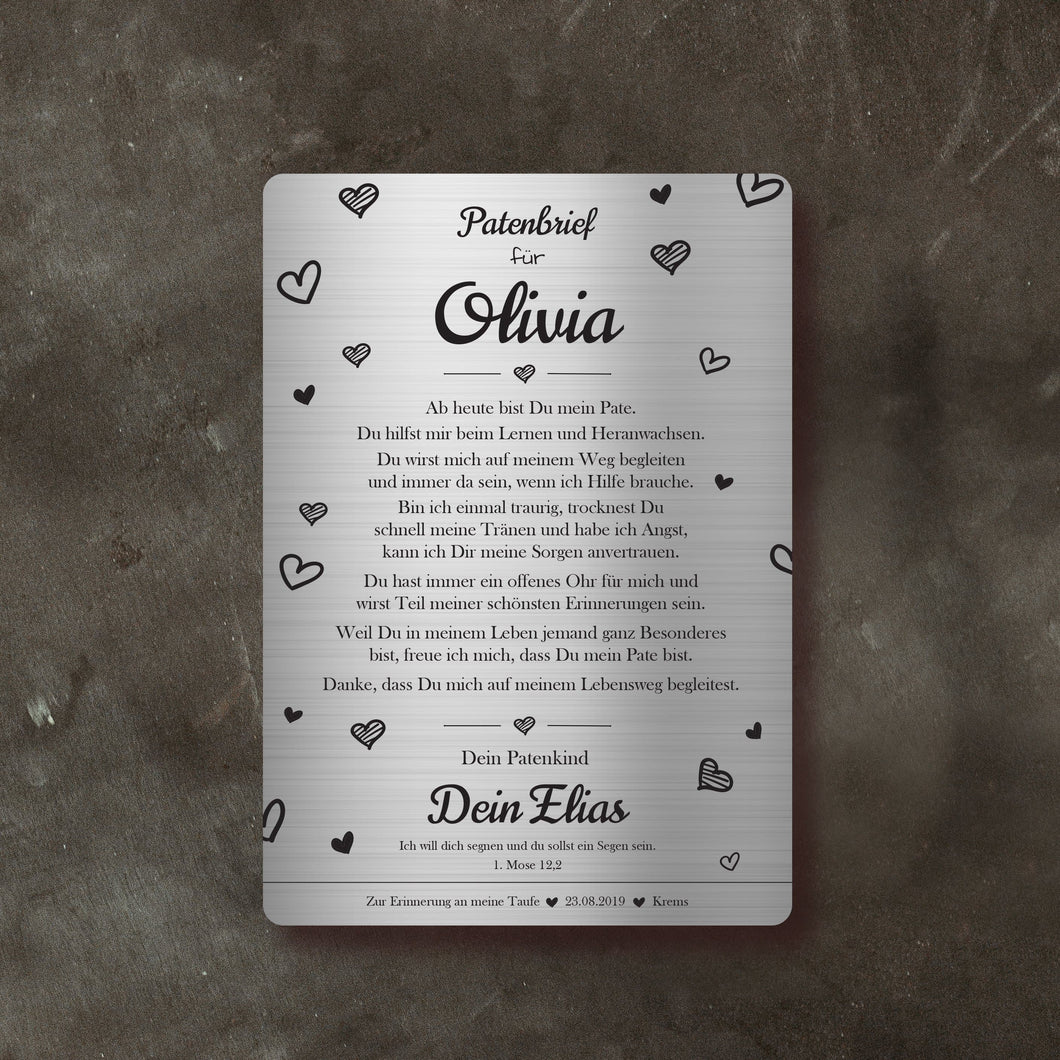 personalisierbare Tafel 