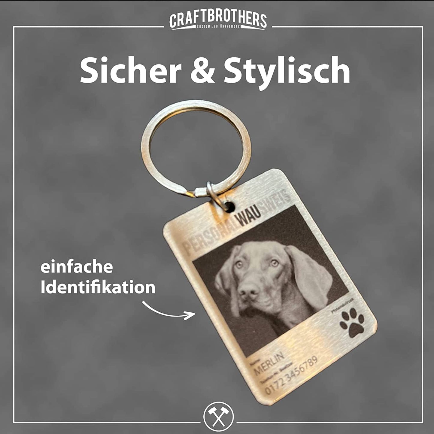 Personalwausweis - Hundemarke für alle Rassen Craftbrothers 