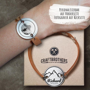 personalisierbares Armband " Mountain" mit Namensgravur, Koordinaten und optionaler, geheimer Fotogravur auf der Innenseite Armband Herzau 