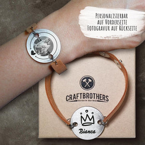 Personalisierbares Partnerarmband mit Gravur "König & Königin" Armband Herzau 