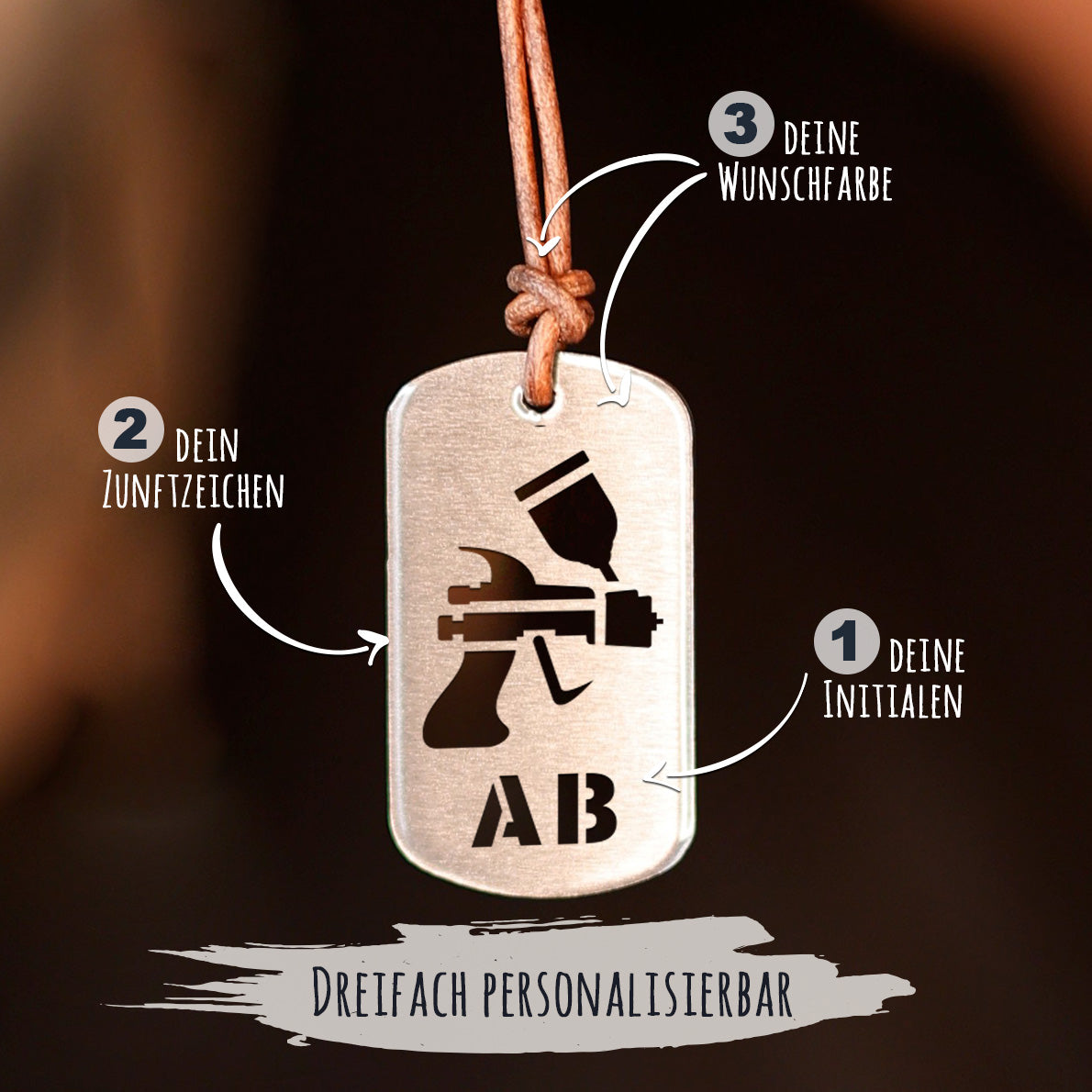 Personalisierbare Zunftzeichen-Halskette für Männer Craftbrothers Autolackierer / Lackierer 