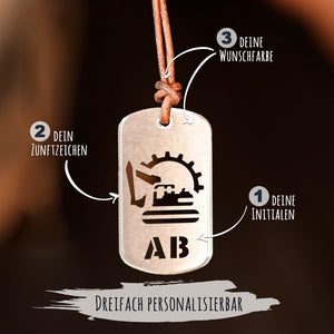 Personalisierbare Zunftzeichen-Halskette für Männer Craftbrothers Baggerfahrer modern 