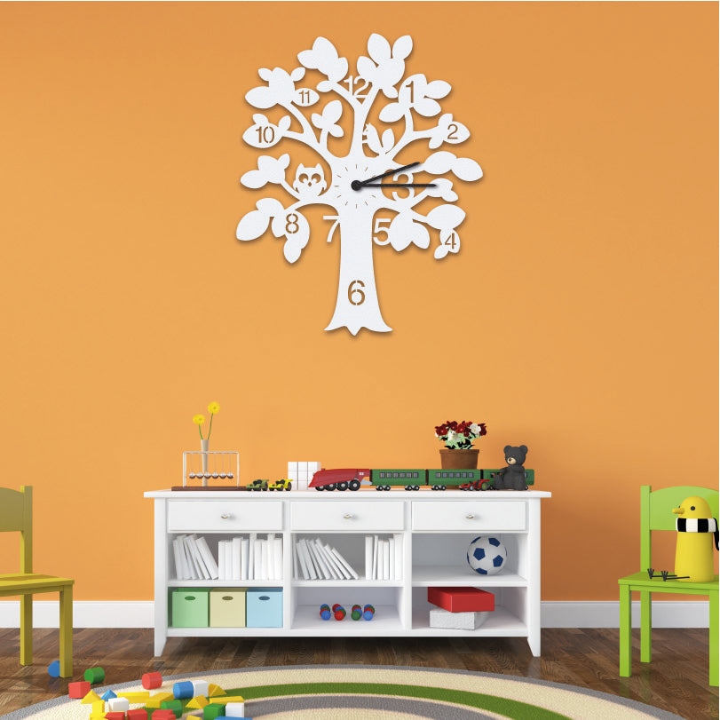 Wanduhr für Kinderzimmer "Baum" aus edlem Stahl Wanduhren Craftbrothers 