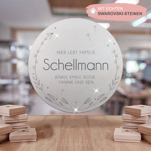 Türschild Swarovski - Boho Style Pollenflug aus edlem Stahl (personalisierbar) Craftbrothers 