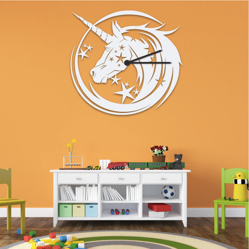 Wanduhr für Kinderzimmer "Einhorn" aus edlem Stahl Wanduhren Craftbrothers 