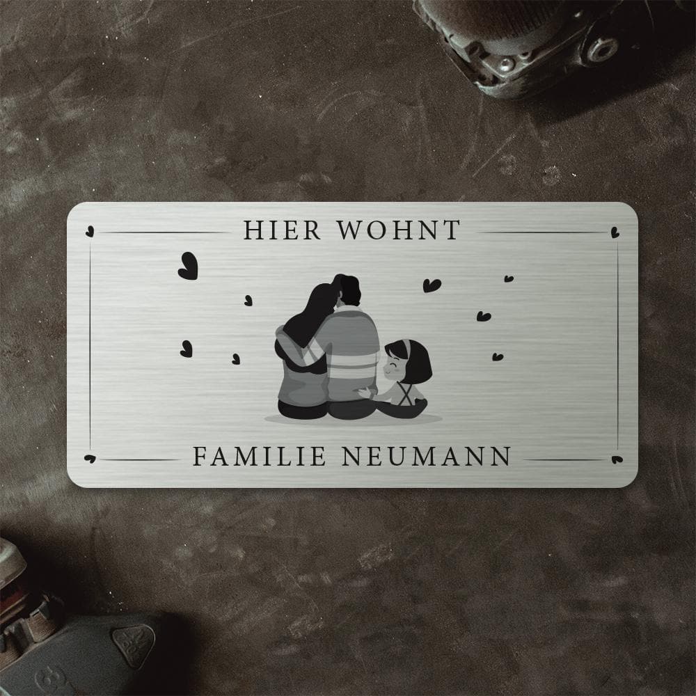 Türschild "We are family" - Eltern und 1 Tochter (personalisierbar) Türschilder MTM 