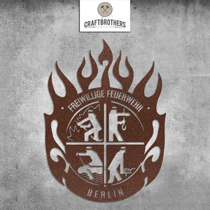 "Feuerwehrwappen" aus edlem Stahl (personalisierbar) Craftbrothers 