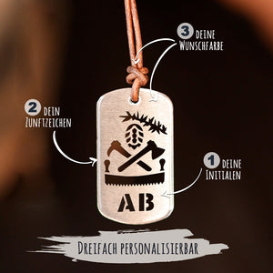 Personalisierbare Zunftzeichen-Halskette für Männer Craftbrothers Forstwirt 