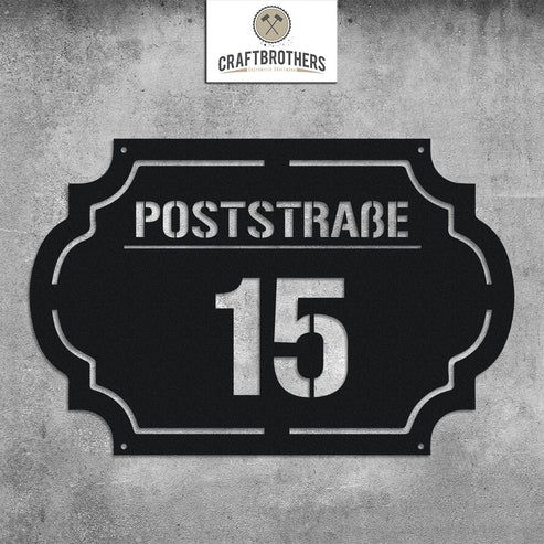Hausnummern-Türschild "Retro" mit Straßen- oder Familiennamen aus edlem Stahl Craftbrothers 