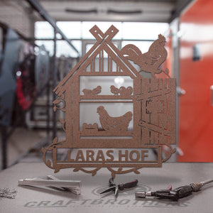 Hofschild - Hühnerstall aus edlem Stahl (personalisierbar) Craftbrothers 