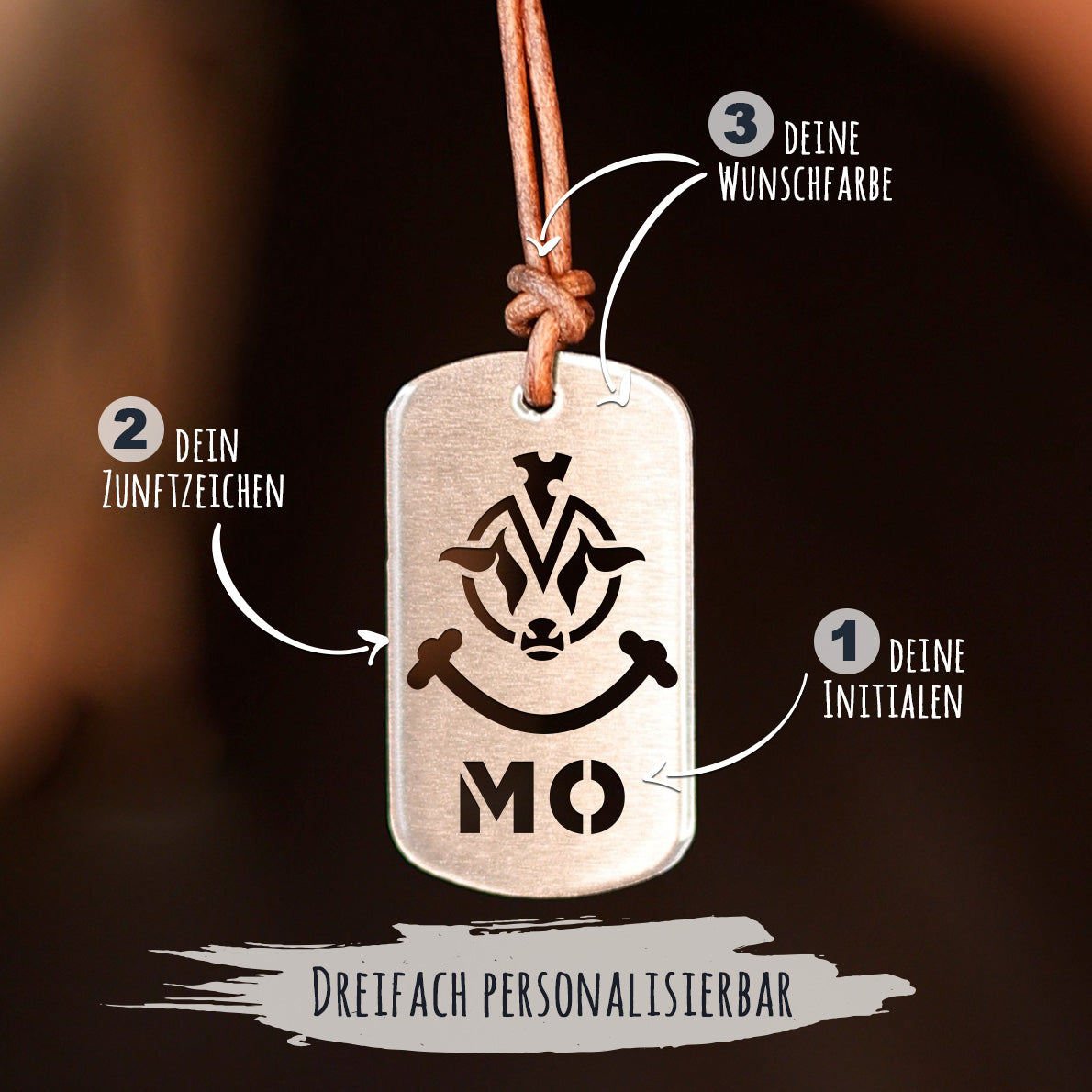 Personalisierbare Zunftzeichen-Halskette für Männer Craftbrothers Käsemeister 