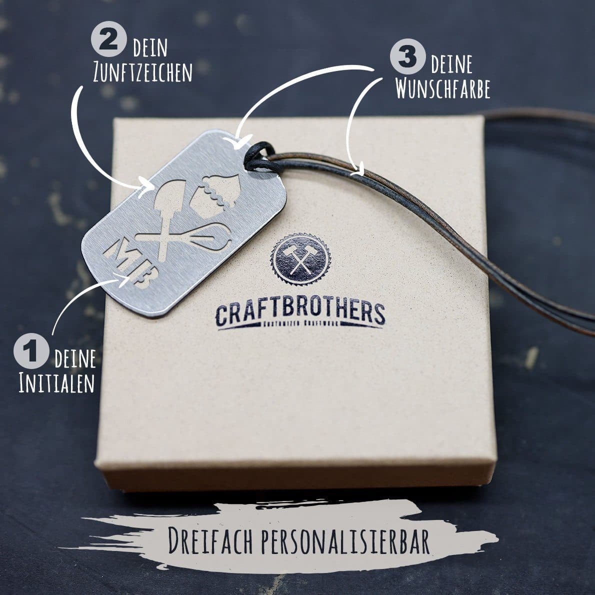 "Konditor" Personalisierbare Laser-Halskette für Männer Craftbrothers 