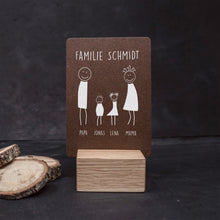Laden Sie das Bild in den Galerie-Viewer, Little Message - Strichmännchen Familie &quot;Mama &amp; Papa mit kleinem Sohn &amp; großer Tochter&quot; Craftbrothers 