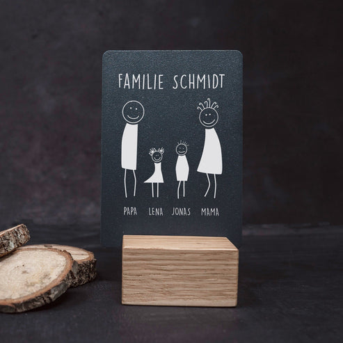 Little Message - Strichmännchen Familie "Mama & Papa mit kleiner Tochter & großem Sohn" Craftbrothers 