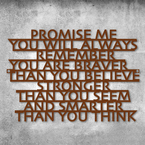 Motivationsspruch "Promise me" aus edlem Stahl (personalisierbar) Craftbrothers 