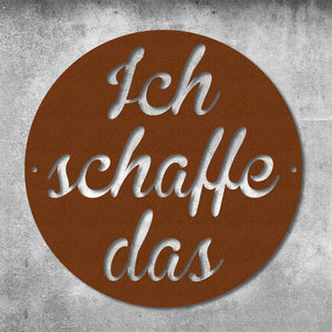 Motivationsspruch rund "Ich schaffe das" aus edlem Stahl (personalisierbar) Craftbrothers 