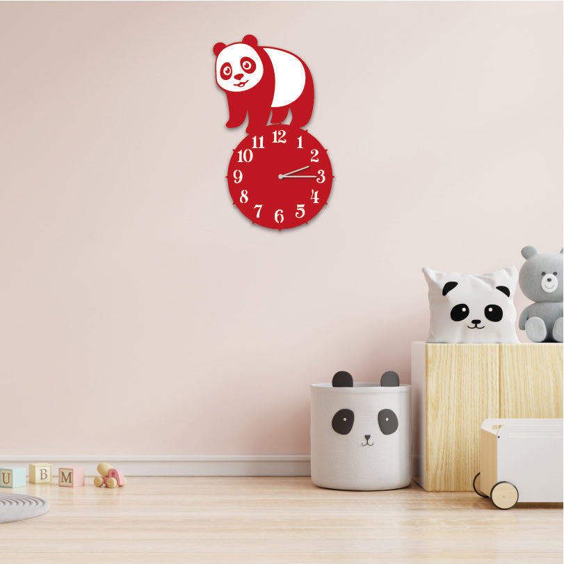 Wanduhr für Kinderzimmer "Panda" aus edlem Stahl Wanduhren Craftbrothers 