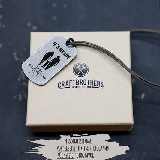 "Familie mit 1 Kind" Personalisierbare Halskette für Männer Craftbrothers 