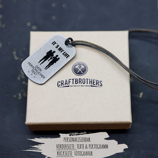 "Familie mit 2 Kindern" Personalisierbare Halskette für Männer Craftbrothers 