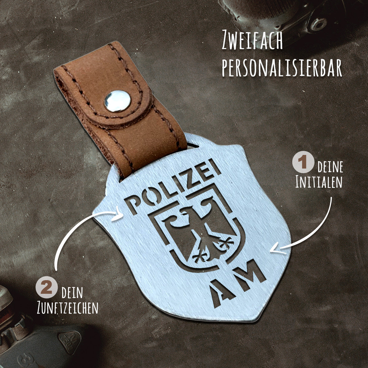 "Polizist" Personalisierbarer Laser-Schlüsselanhänger für Männer Craftbrothers 
