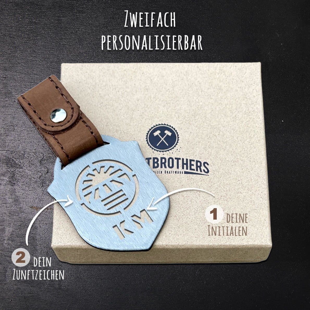 "Rolladen-Jalousiebauer" Personalisierbarer Laser-Schlüsselanhänger für Männer Craftbrothers 