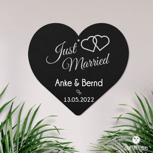 Stahl-Herz Just married - personalisiert Craftbrothers 