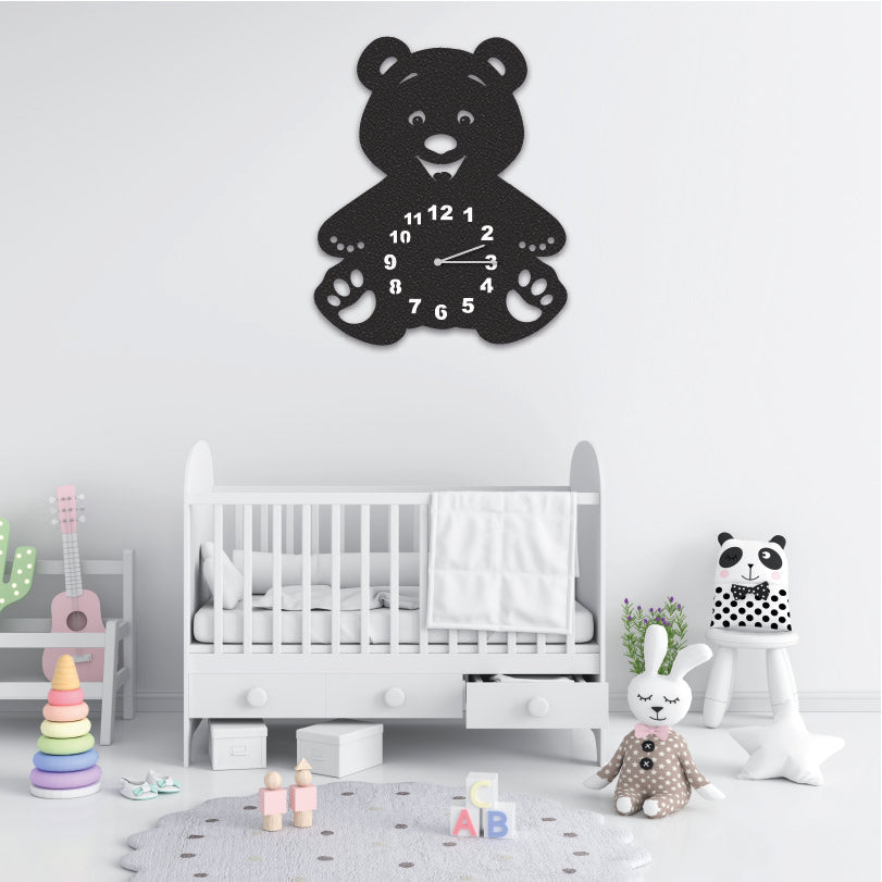 Wanduhr für Kinderzimmer "Teddybär" aus edlem Stahl Wanduhren Craftbrothers 