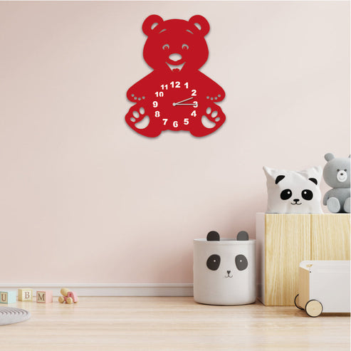 Wanduhr für Kinderzimmer "Teddybär" aus edlem Stahl Wanduhren Craftbrothers 