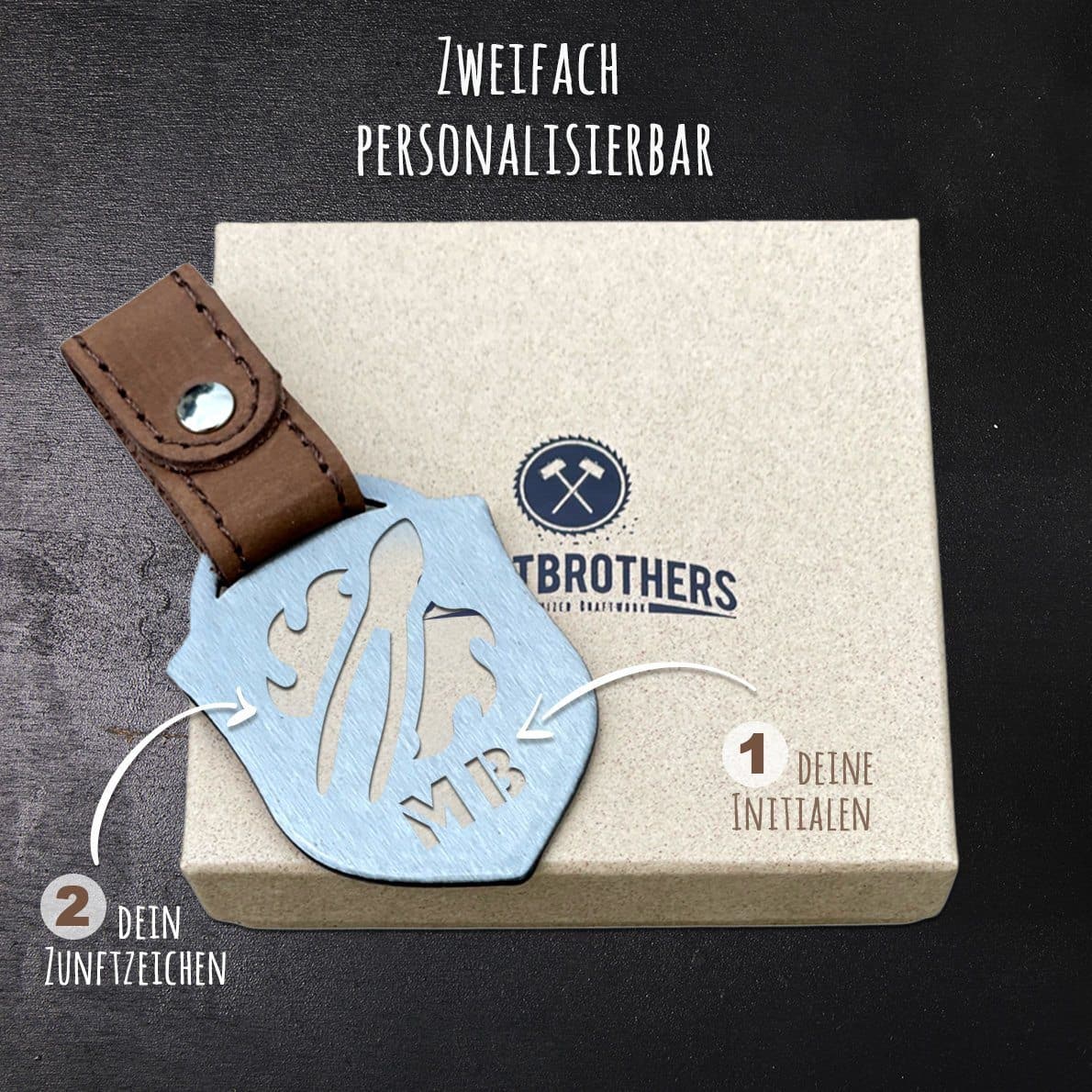 "Trockenbauer" Personalisierbarer Laser-Schlüsselanhänger für Männer Craftbrothers 