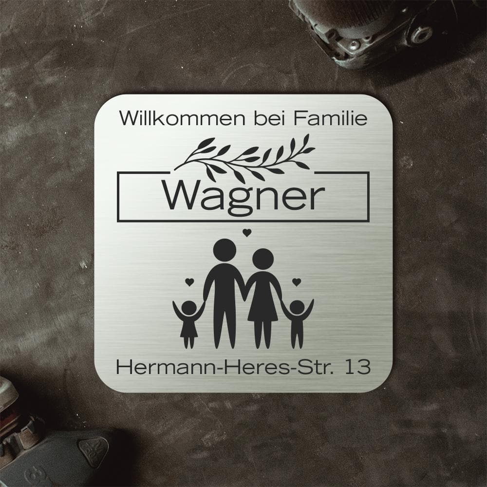 personalisierbares Türschild " Family" im edlen Klassiklook Türschilder Herzau 