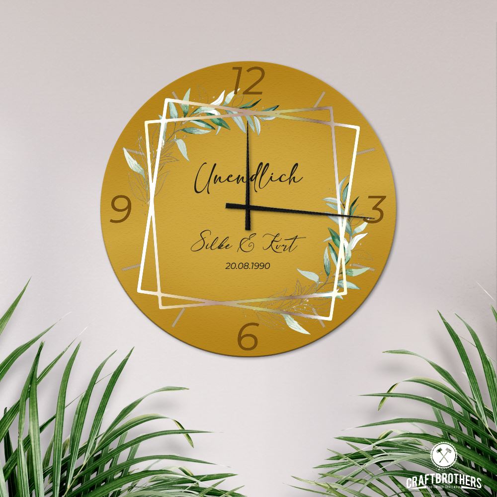 Golden Lines Edition - Wanduhr Quadrat Wanduhren Craftbrothers 