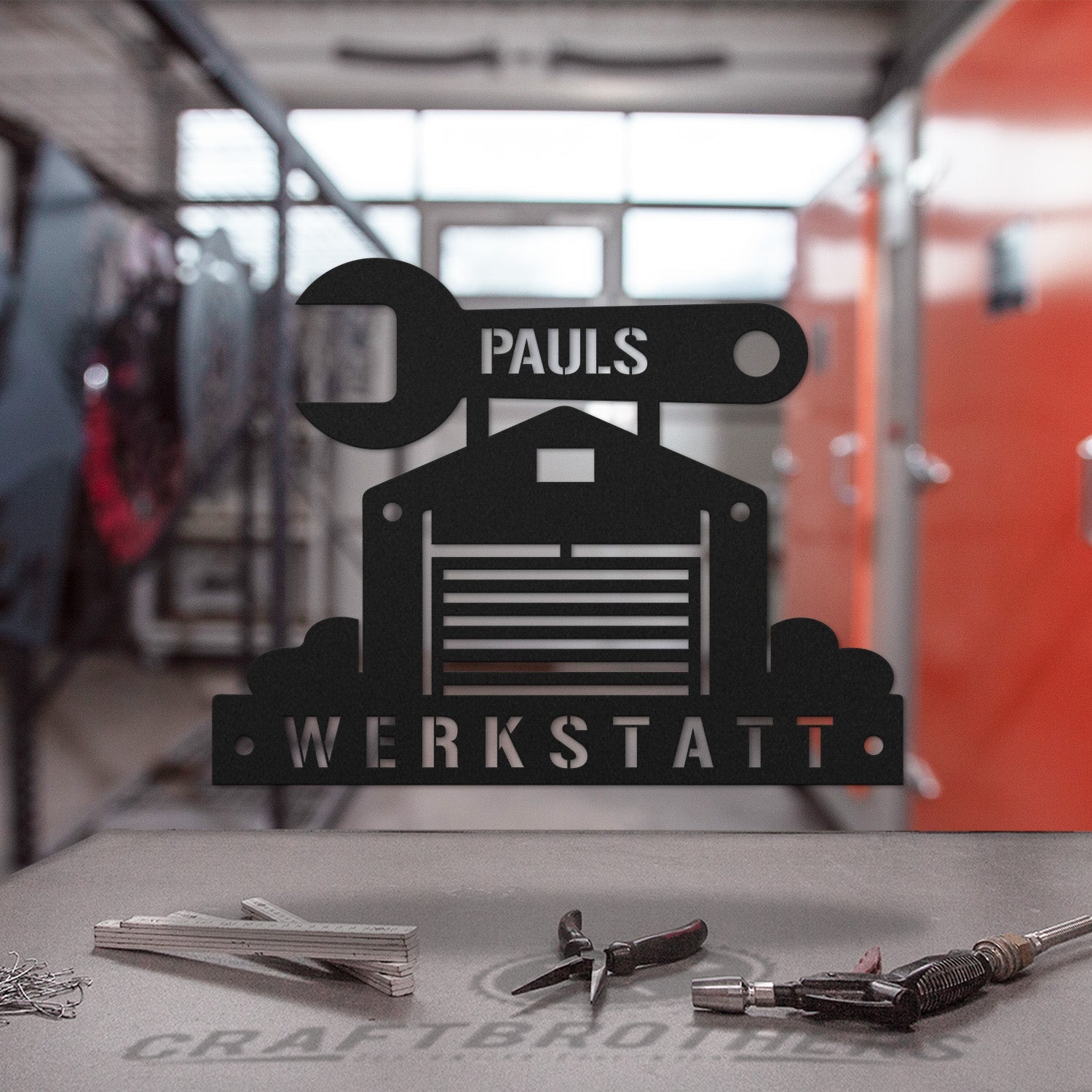 "Werkstattschild - Garage" aus edlem Stahl (personalisierbar) Craftbrothers 