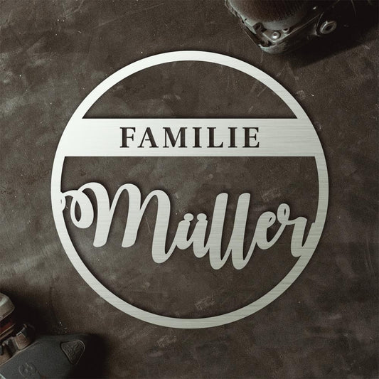 Türschild rund " Family" mit personalisierbarem Familienname - ein garantierter Hingucker Türschilder Herzau 