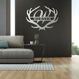 Monogramm "Hirschgeweih" aus edlem Stahl (personalisierbar) Craftbrothers 