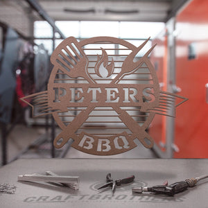 "BBQ Schild" aus edlem Stahl (personalisierbar) Craftbrothers 