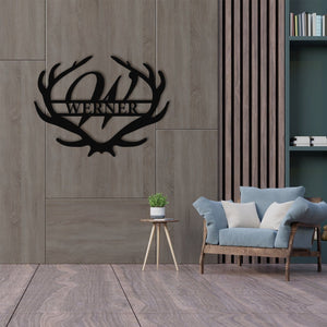 Monogramm "Hirschgeweih" aus edlem Stahl (personalisierbar) Craftbrothers 