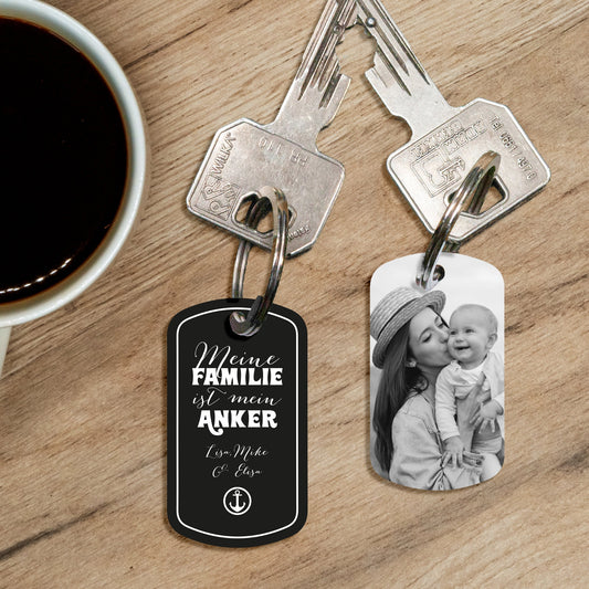Personalisierter Military Schlüsselanhänger "Meine Familie ist mein Anker" Craftbrothers 