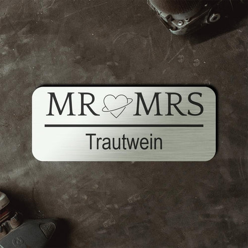 Personalisiertes (Tür)schild - Mr and Mrs aus gebürstetem Stahl Craftbrothers 