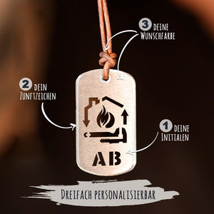 Personalisierbare Zunftzeichen-Halskette für Männer Craftbrothers Heizungs- Sanitär und Klimatechniker 