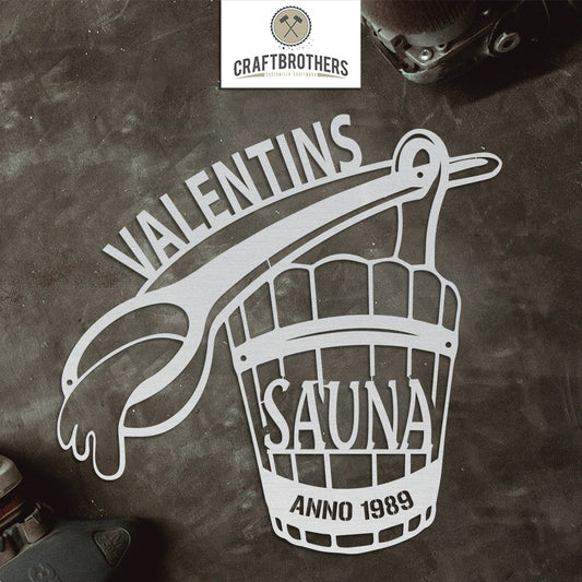 "Saunafass mit Wunschtext" aus edlem Stahl (personalisierbar) Craftbrothers 