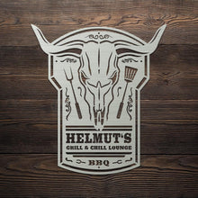 Laden Sie das Bild in den Galerie-Viewer, &quot;BBQ Stier&quot; aus edlem Stahl (personalisierbar) Craftbrothers 